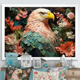 Pink Vibrant floral Eagle Portrait - Pink Eagle Wall Art