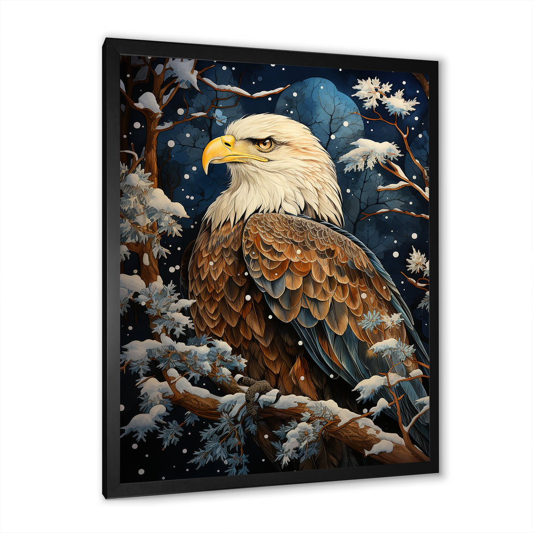 Snowy eagle scene - White Eagle Wall Art