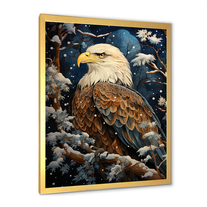 Snowy eagle scene - White Eagle Wall Art