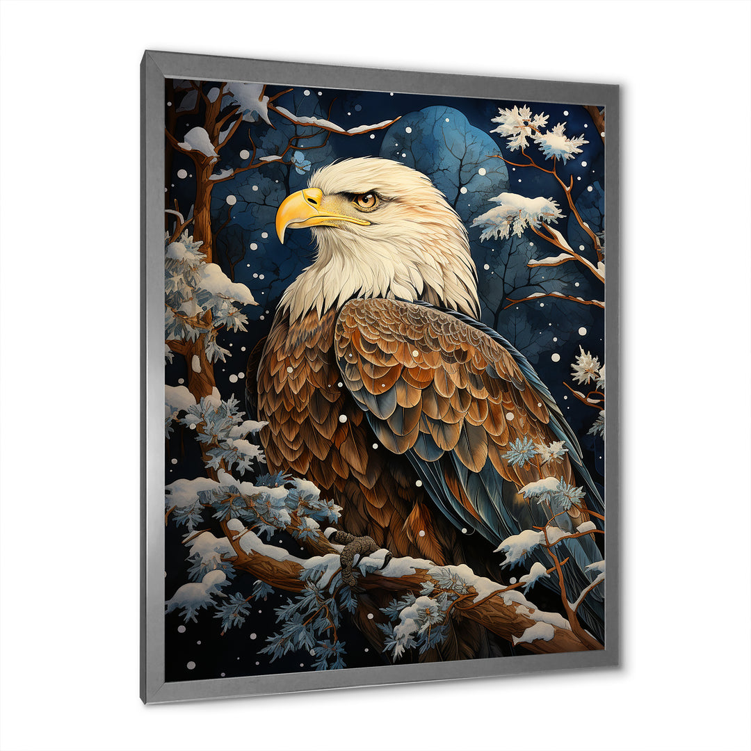 Snowy eagle scene - White Eagle Wall Art