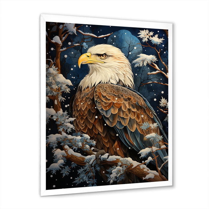 Snowy eagle scene - White Eagle Wall Art