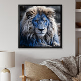 Blue Enigmatic Monarch lion - Lion Large Canvas Wall Art