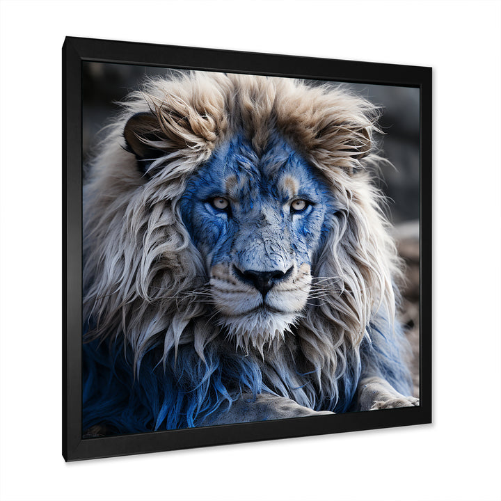 Blue Enigmatic Monarch lion - Lion Large Canvas Wall Art