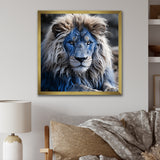 Blue Enigmatic Monarch lion - Lion Large Canvas Wall Art