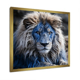 Blue Enigmatic Monarch lion - Lion Large Canvas Wall Art
