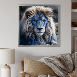 Blue Enigmatic Monarch lion - Lion Large Canvas Wall Art