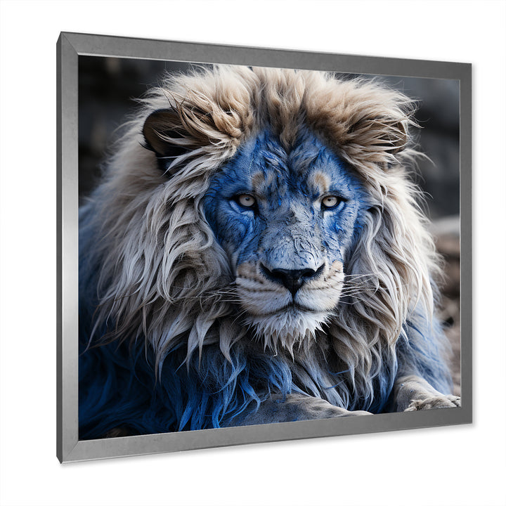 Blue Enigmatic Monarch lion - Lion Large Canvas Wall Art