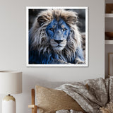 Blue Enigmatic Monarch lion - Lion Large Canvas Wall Art