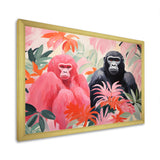 Pink and black Gorilla s Among Palms - Gorilla Wall Decor