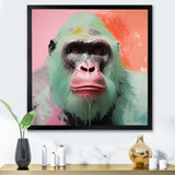 Green and pink Vibrant Gorilla Portrait - Green Gorilla Wall Art