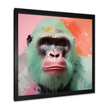 Green and pink Vibrant Gorilla Portrait - Green Gorilla Wall Art