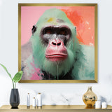 Green and pink Vibrant Gorilla Portrait - Green Gorilla Wall Art