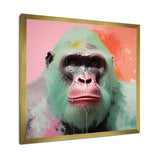 Green and pink Vibrant Gorilla Portrait - Green Gorilla Wall Art