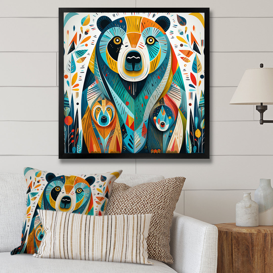 Creative Grizzly Bear Collage - Bear Framed Canvas Art