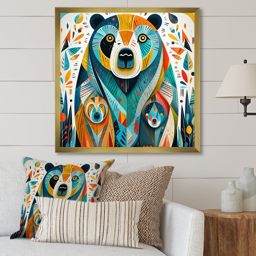 Creative Grizzly Bear Collage - Bear Framed Canvas Art