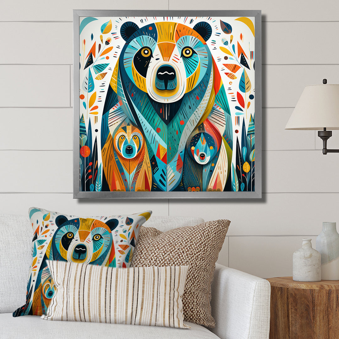 Creative Grizzly Bear Collage - Bear Framed Canvas Art