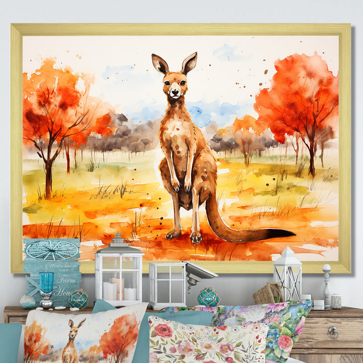 Brown and orange Kangaroo outback - Kangaroo Canvas Wall Art