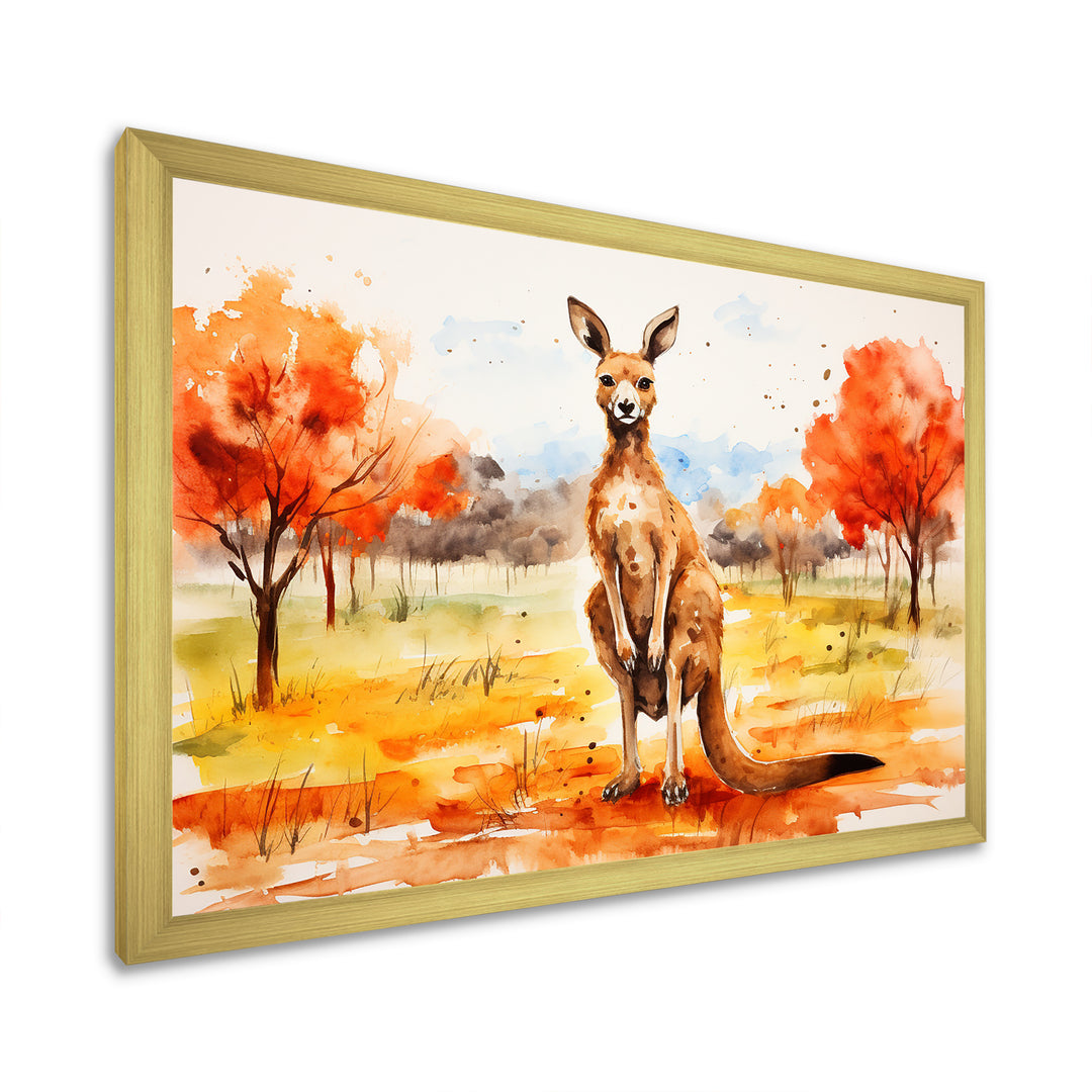 Brown and orange Kangaroo outback - Kangaroo Canvas Wall Art