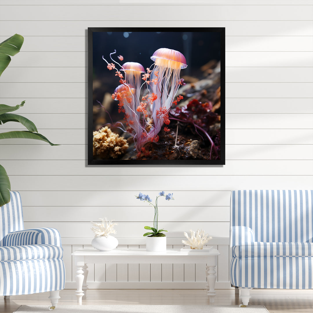 Yellow and pink Ethereal Elegance Jellyfish in Color - Jellyfish Wall Decor
