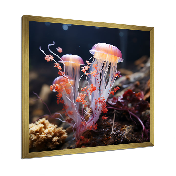 Yellow and pink Ethereal Elegance Jellyfish in Color - Jellyfish Wall Decor