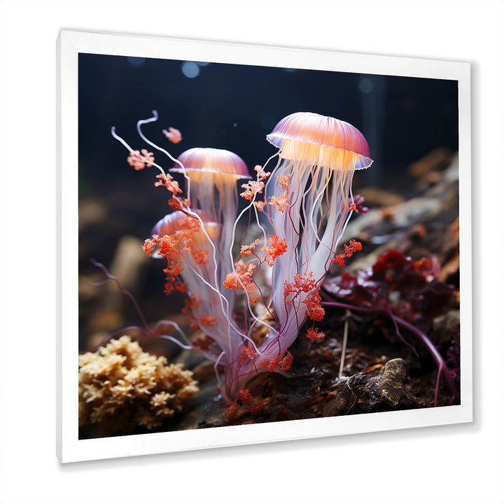 Yellow and pink Ethereal Elegance Jellyfish in Color - Jellyfish Wall Decor