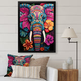 Blue and pink Jungle elephant Jamboree - Elephant Wall Art Prints