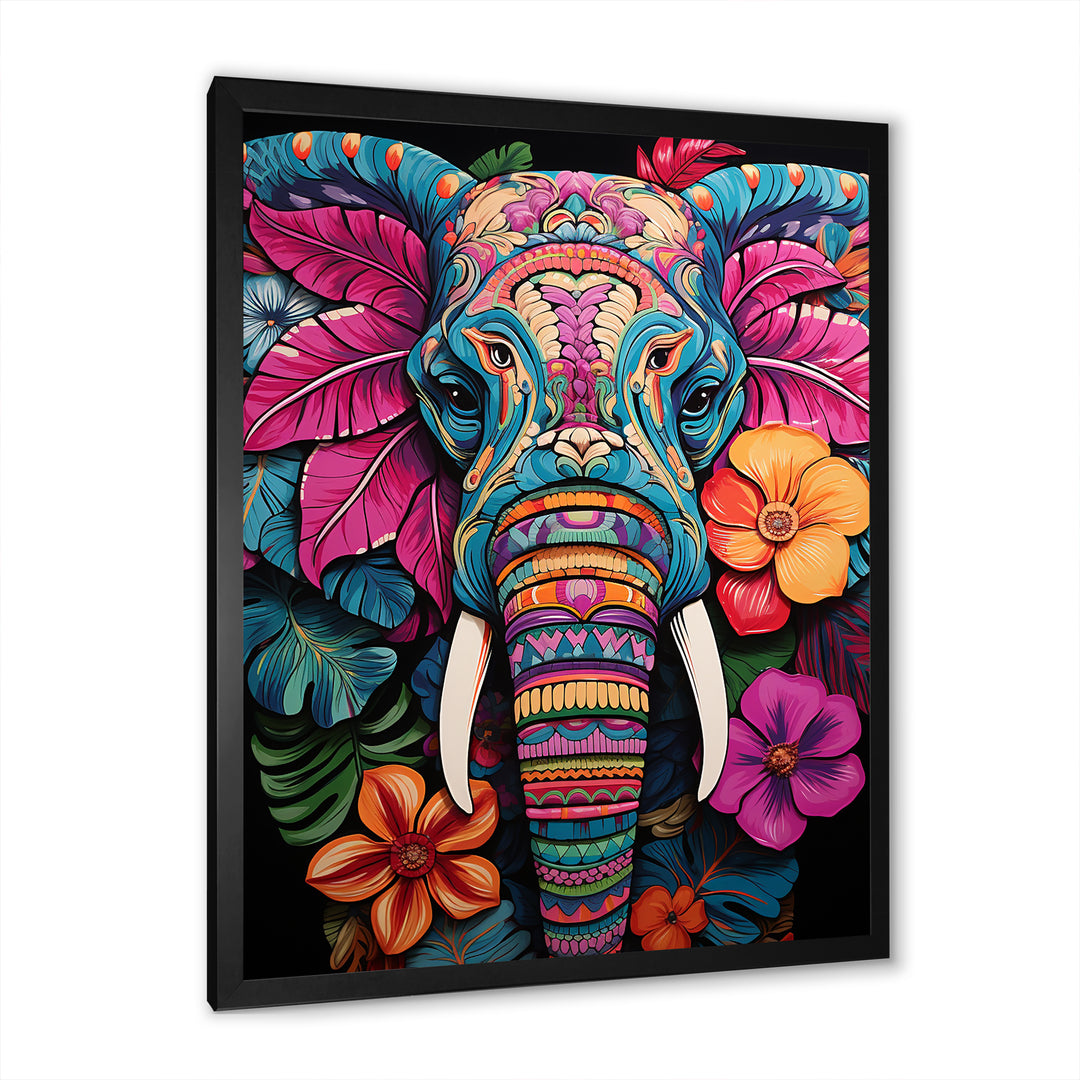 Blue and pink Jungle elephant Jamboree - Elephant Wall Art Prints