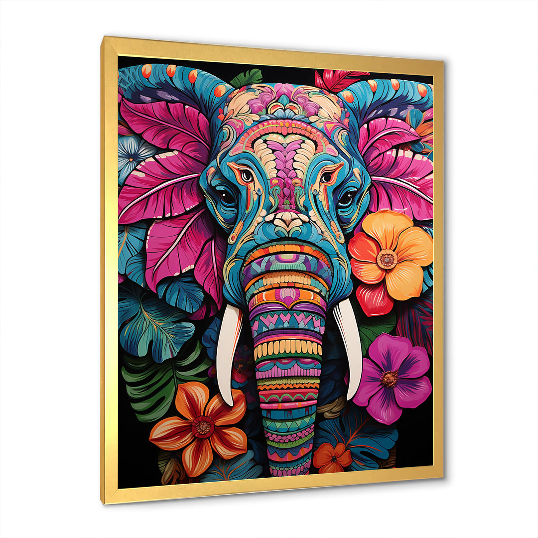 Blue and pink Jungle elephant Jamboree - Elephant Wall Art Prints