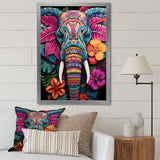 Blue and pink Jungle elephant Jamboree - Elephant Wall Art Prints