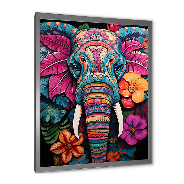 Blue and pink Jungle elephant Jamboree - Elephant Wall Art Prints
