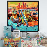 Reptile Riders Alligator and Lizards in Motion - Blue Alligator Wall Art