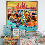 Reptile Riders Alligator and Lizards in Motion - Blue Alligator Wall Art