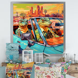 Reptile Riders Alligator and Lizards in Motion - Blue Alligator Wall Art