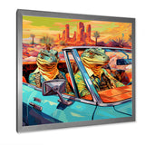 Reptile Riders Alligator and Lizards in Motion - Blue Alligator Wall Art
