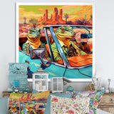 Reptile Riders Alligator and Lizards in Motion - Blue Alligator Wall Art