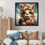 Flower crown Llama beauty - Llama Framed Canvas Art