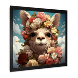 Flower crown Llama beauty - Llama Framed Canvas Art