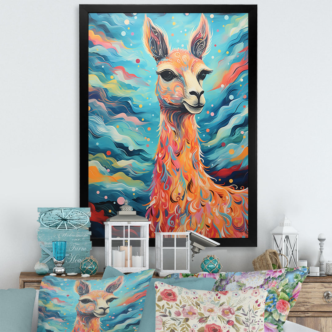 Luminous Llama Radiant Portrait of a Llama - Llama Large Canvas Wall Art