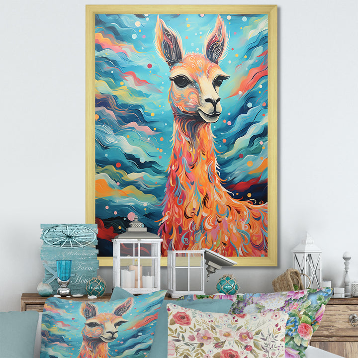 Luminous Llama Radiant Portrait of a Llama - Llama Large Canvas Wall Art