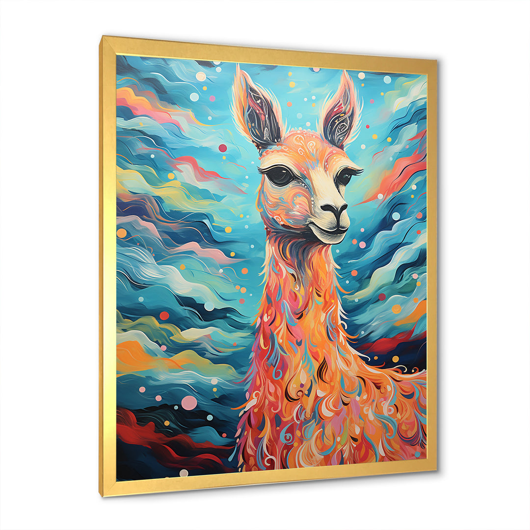 Luminous Llama Radiant Portrait of a Llama - Llama Large Canvas Wall Art