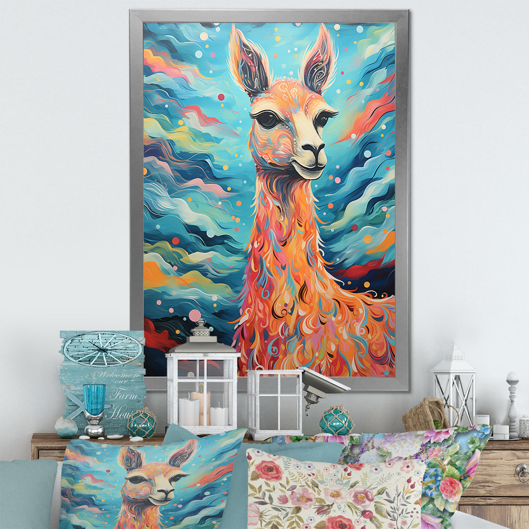 Luminous Llama Radiant Portrait of a Llama - Llama Large Canvas Wall Art