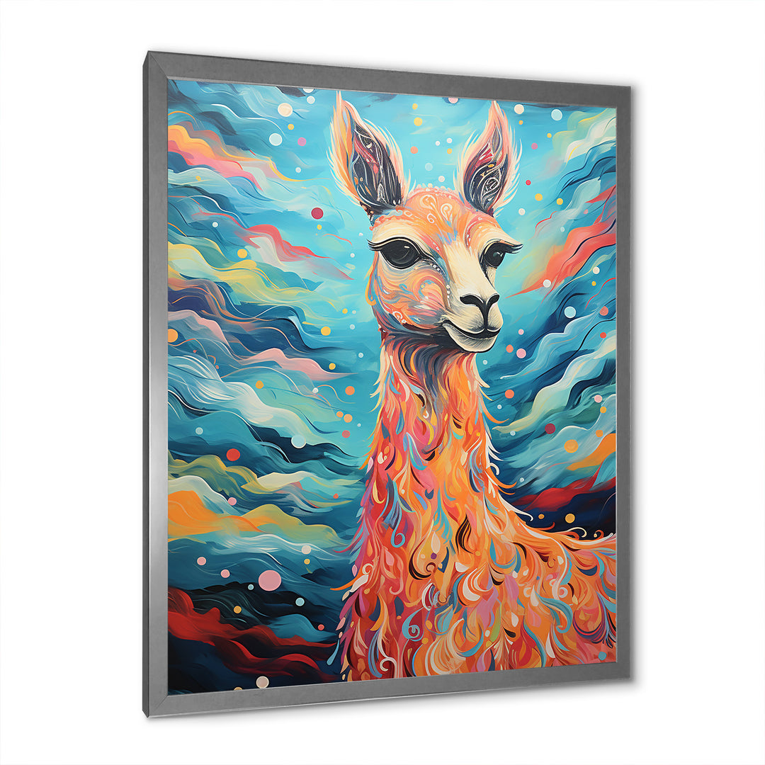 Luminous Llama Radiant Portrait of a Llama - Llama Large Canvas Wall Art