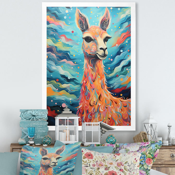 Luminous Llama Radiant Portrait of a Llama - Llama Large Canvas Wall Art
