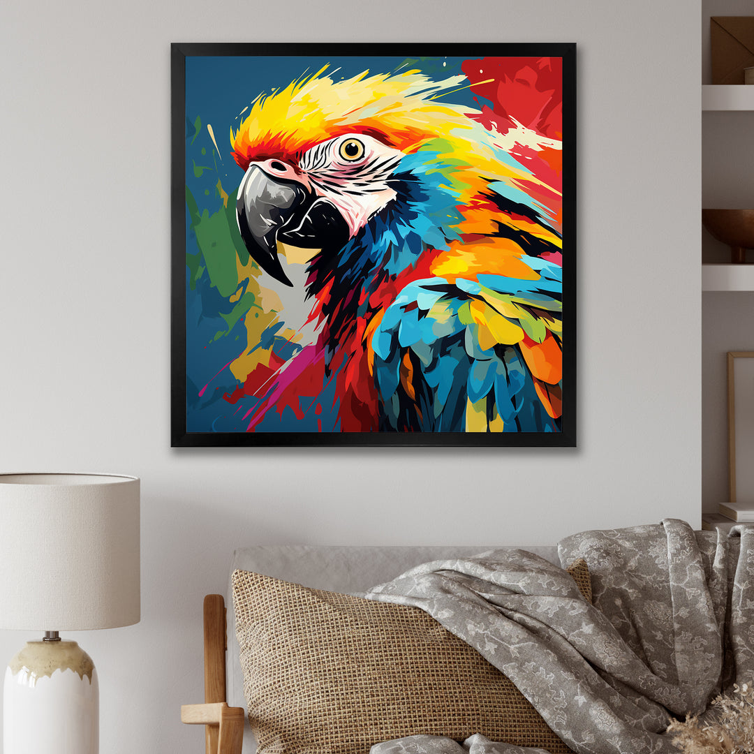 Pop art parrot Macaw portrait - Parrot Living Room Wall Art