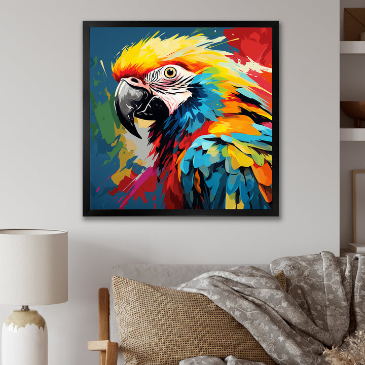 Pop art parrot Macaw portrait - Parrot Living Room Wall Art