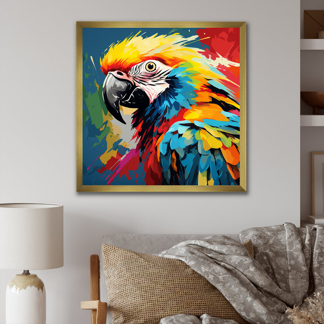 Pop art parrot Macaw portrait - Parrot Living Room Wall Art