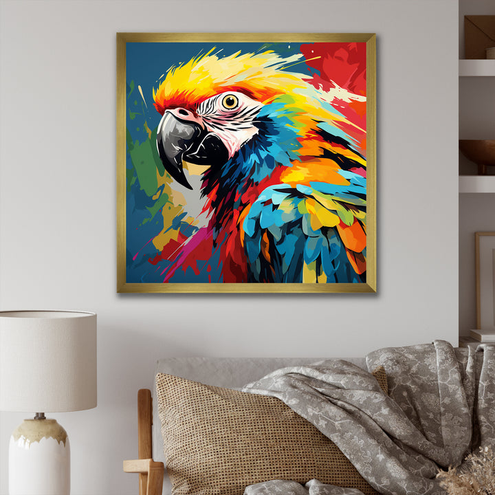 Pop art parrot Macaw portrait - Parrot Living Room Wall Art