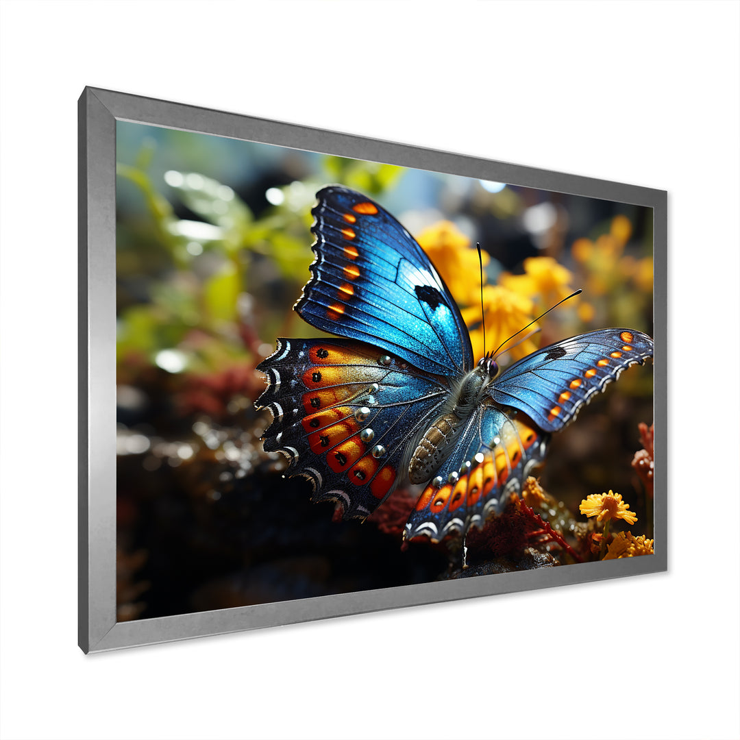 Wings of Wonder blue and yellow butterfly - Butterfly Bedroom Wall Art