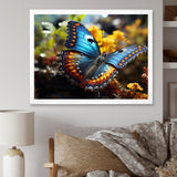 Wings of Wonder blue and yellow butterfly - Butterfly Bedroom Wall Art