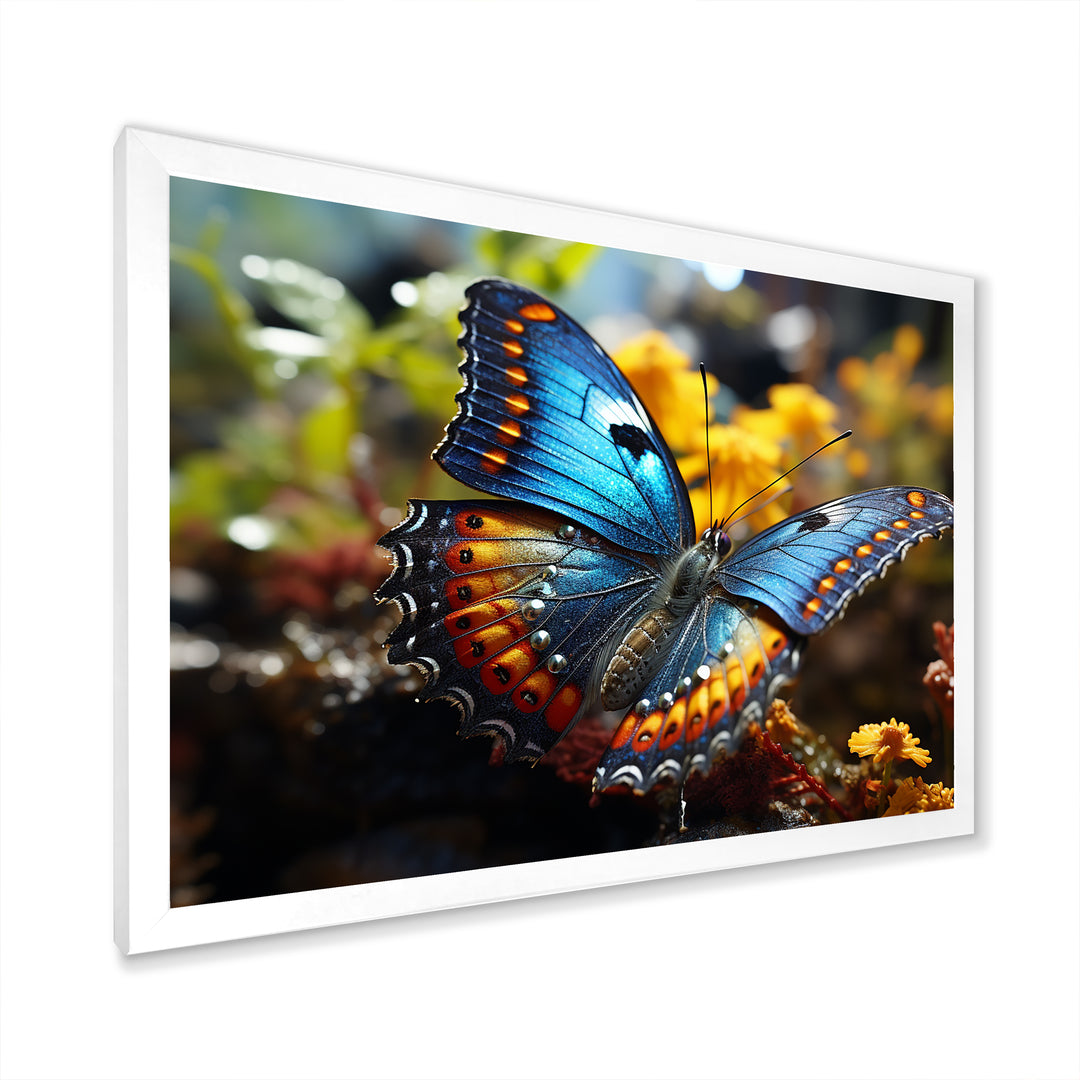 Wings of Wonder blue and yellow butterfly - Butterfly Bedroom Wall Art